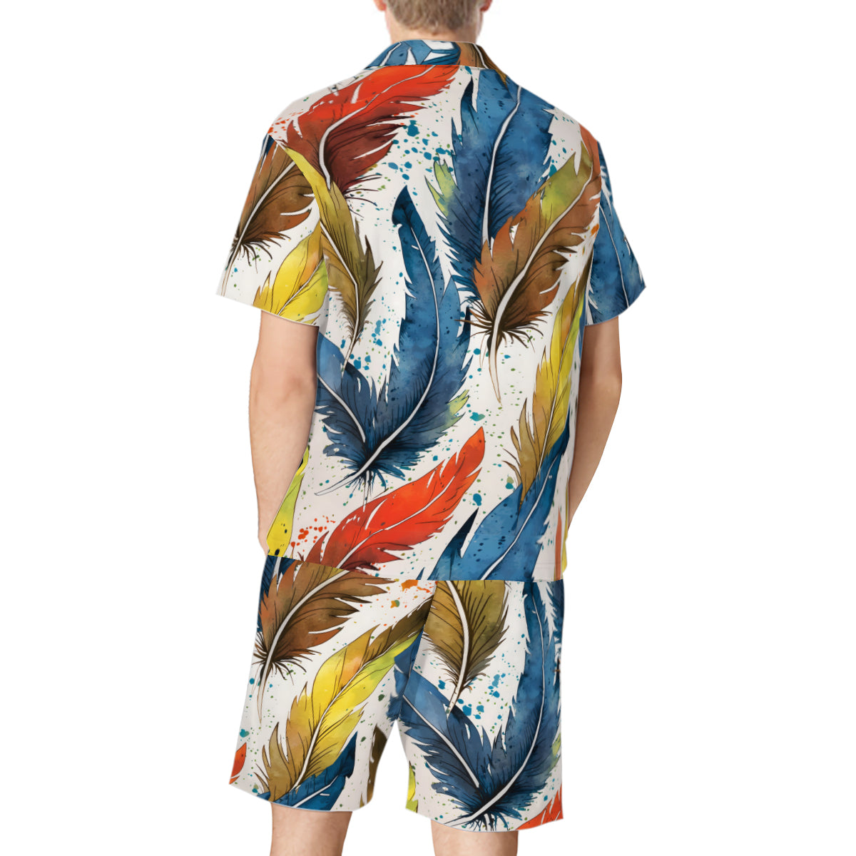 Expressive Feathers Man's Shirt and Short Set