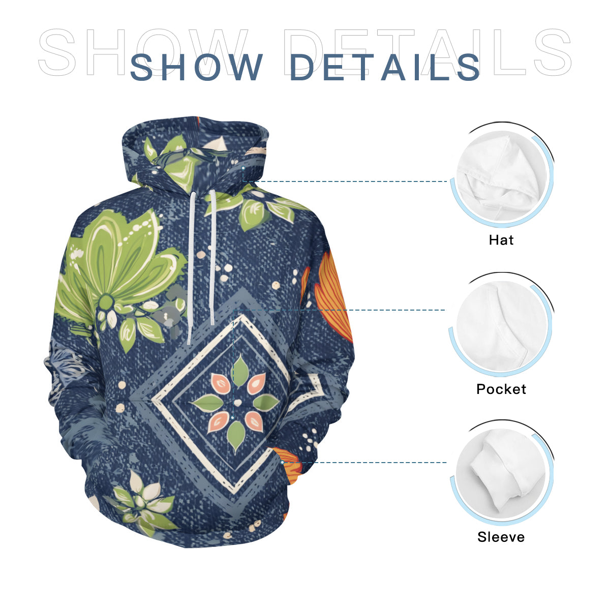 Dark Blue Abstract Men's Adult Hoodie Set (Double-Layer Hood)