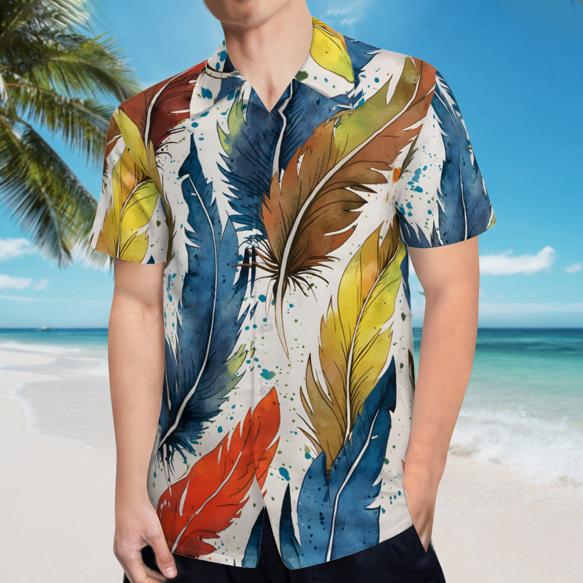 Expressive Feathers Men's Casual Short-Sleeved Shirt