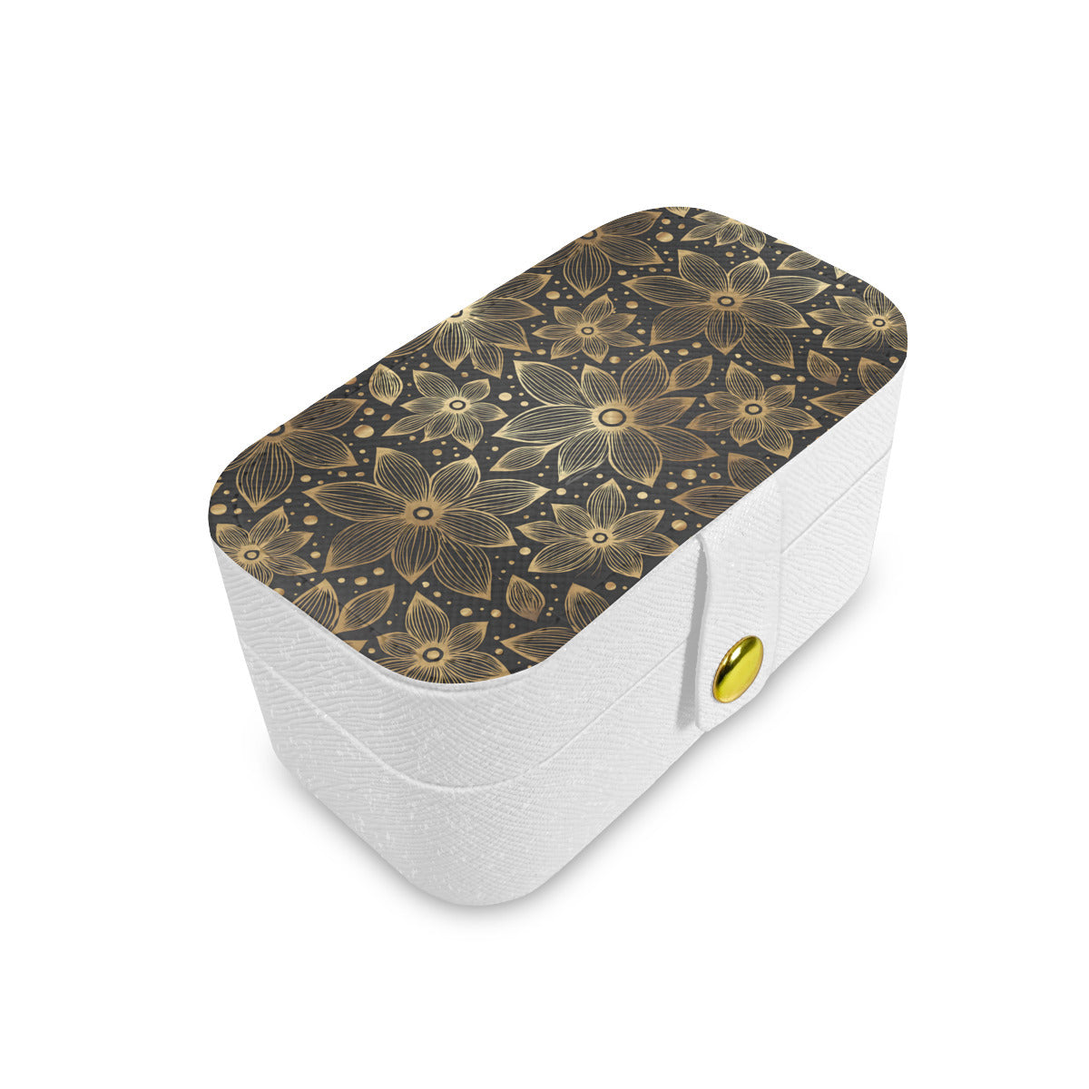 Gold Flowers And Leaves Personalized Portable Jewelry Box