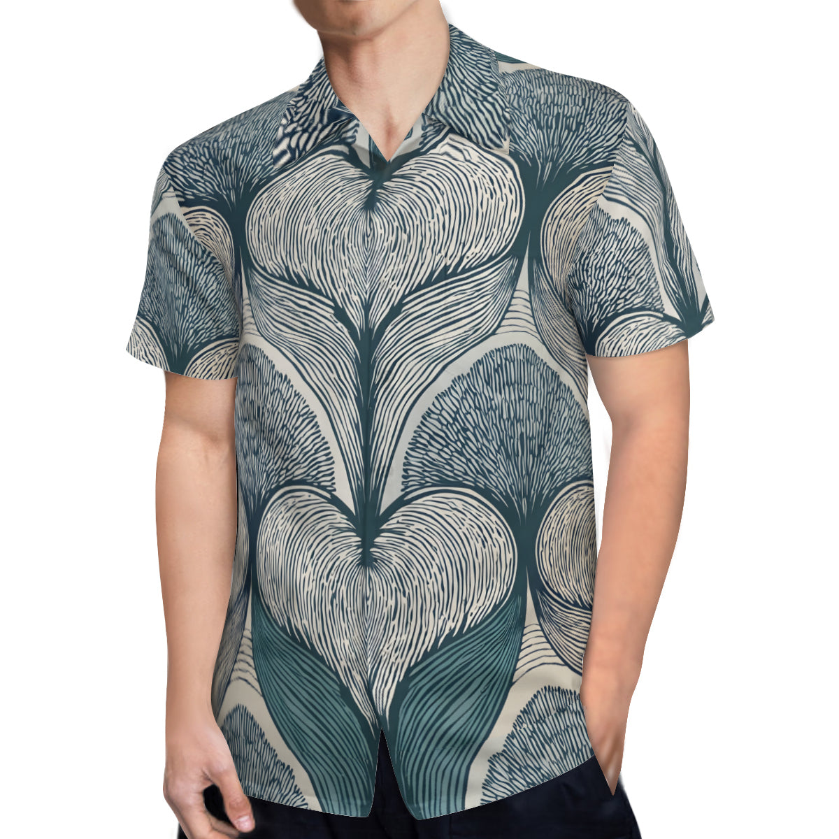 Botanical Patterns Men's Casual Short-Sleeved Shirt