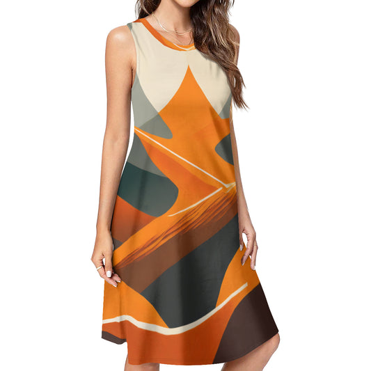 Abstract Orange Women's Casual Dress