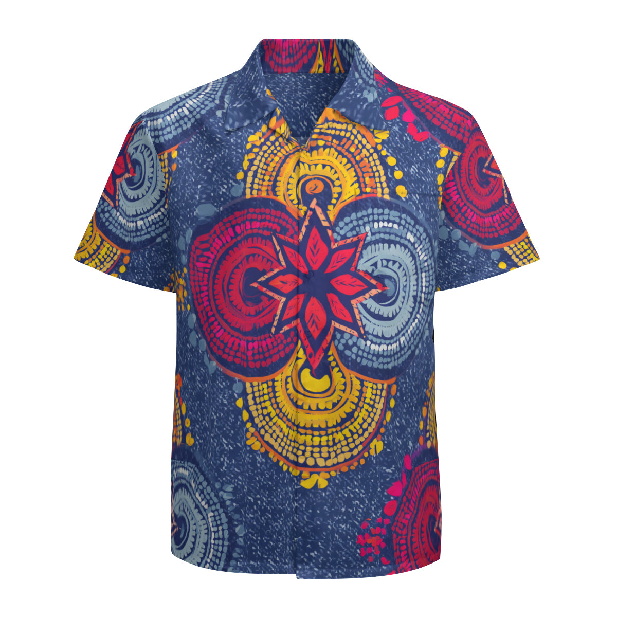 Abstract Blue Pattern Man's Casual Short-Sleeved Shirt