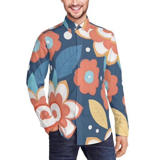 Flowers And Leaves Men's Classic Long-Sleeved Shirt