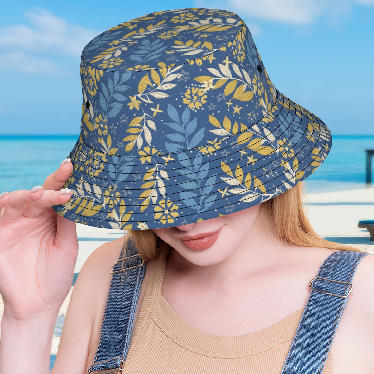 Tropical Pattern Double-Sided Unisex Polyester Bucket Hat