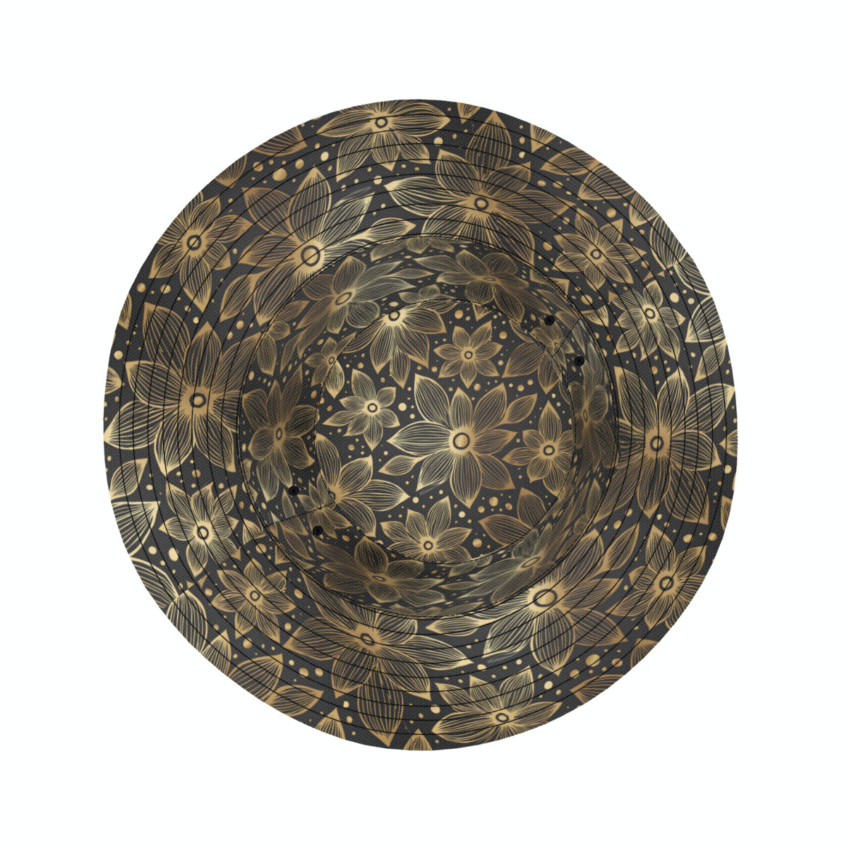 Gold Flowers And Leaves Double-Sided Polyester Bucket Hat