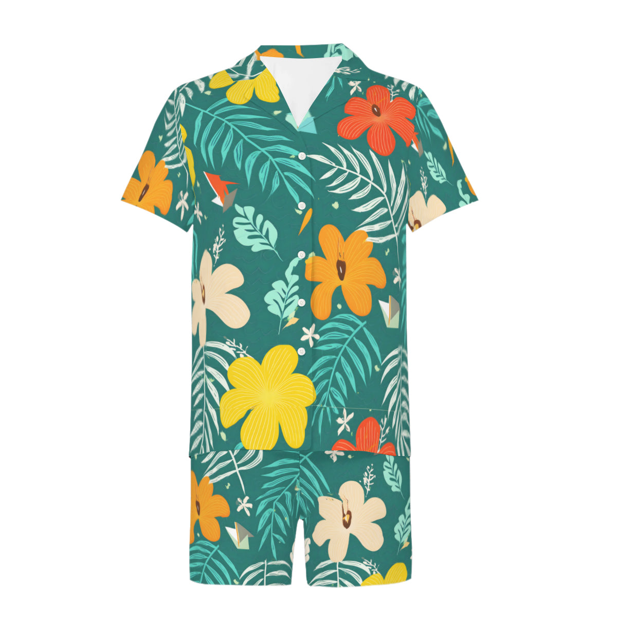 Tropical Floral Pattern Man's Shirt and Short Set