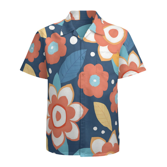 Flowers And Leaves Men's Casual Short-Sleeved Shirt