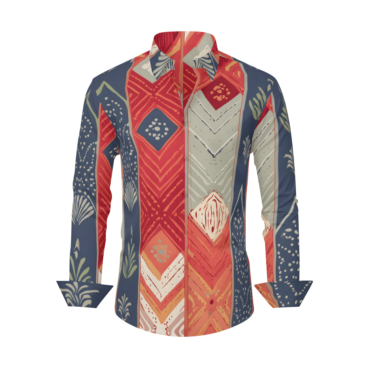 Abstract African Motifs Men's Classic Long-Sleeved Shirt