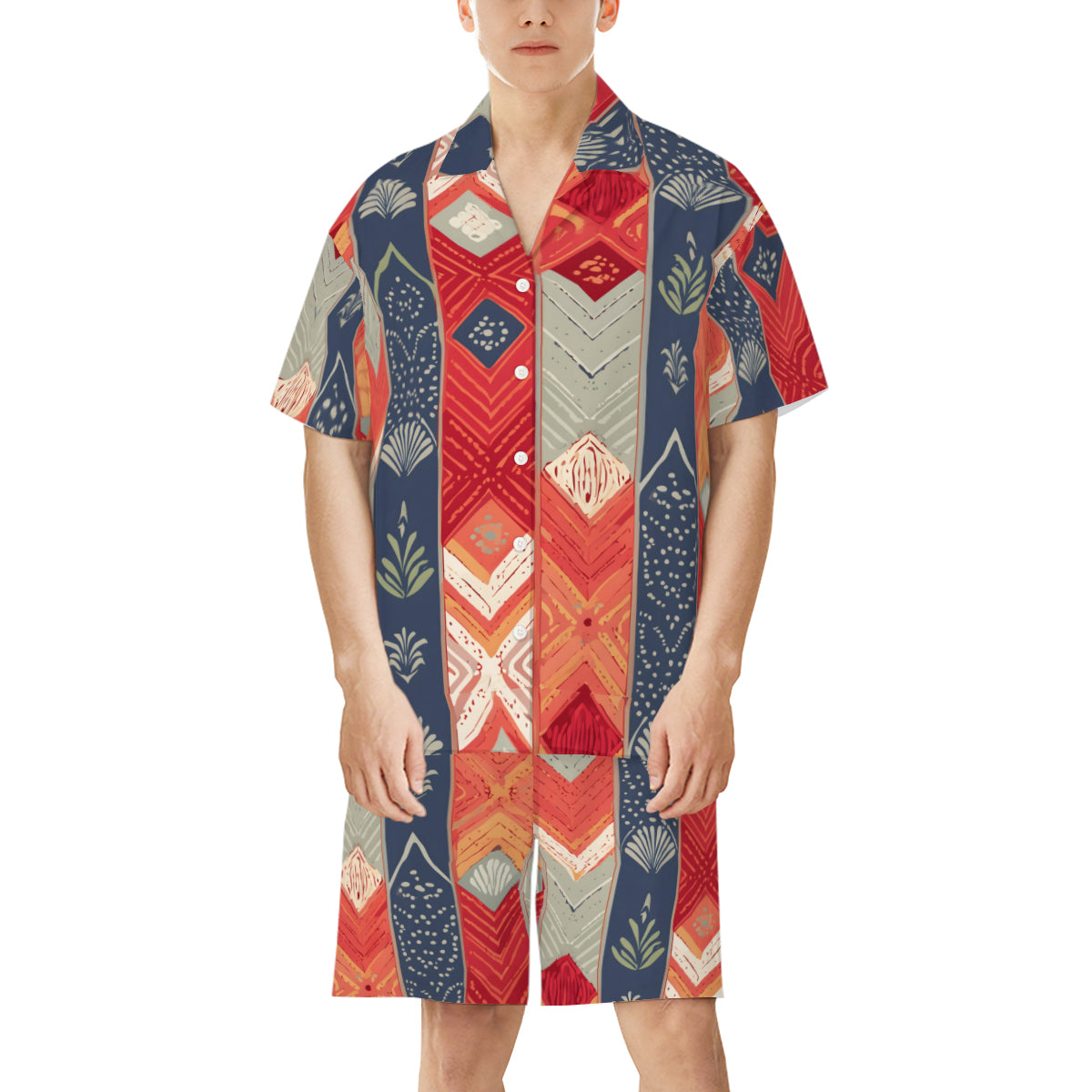 Abstract African Motifs Man's Shirt and Short Set