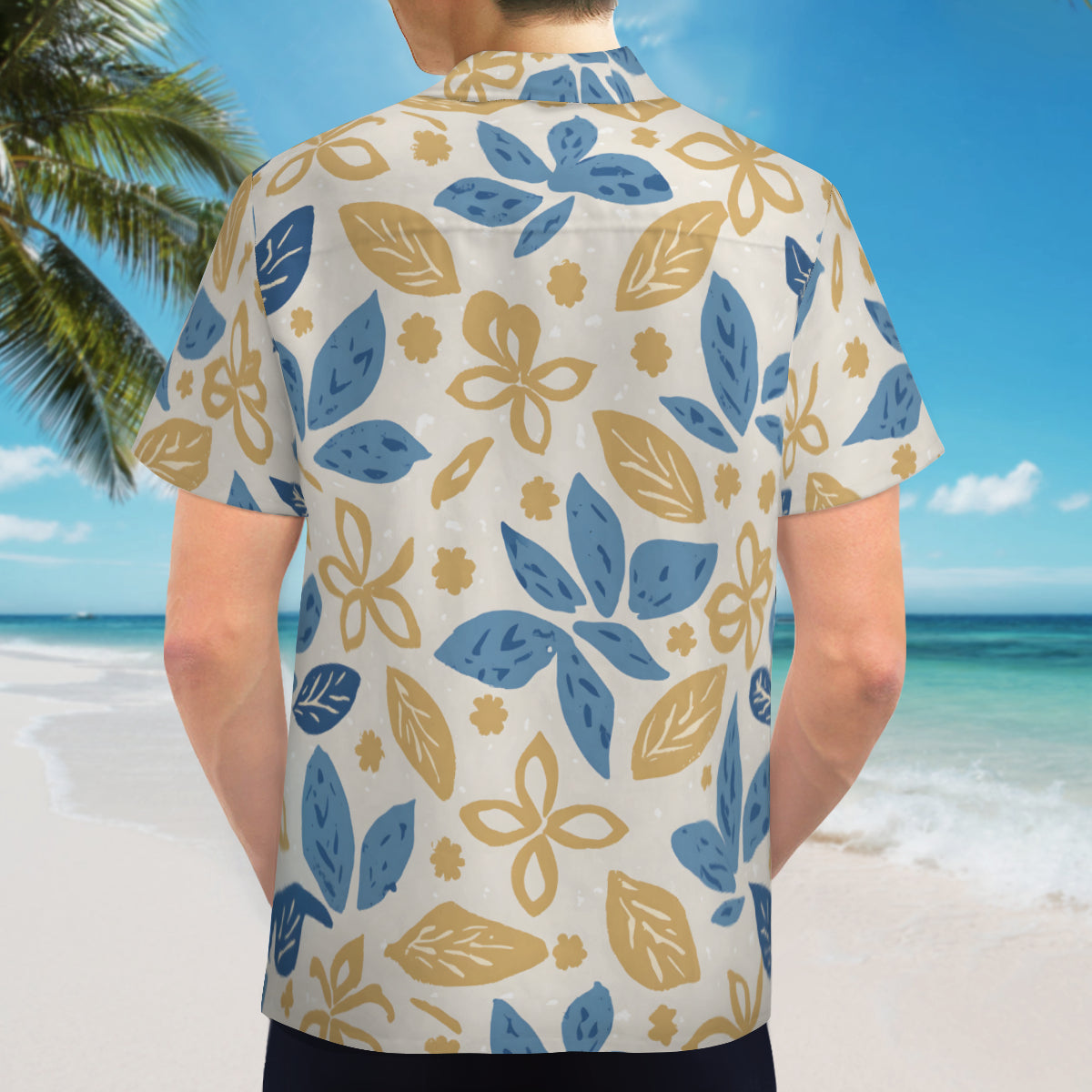 Tropical Floral Pattern Men's Casual Short-Sleeved Shirt