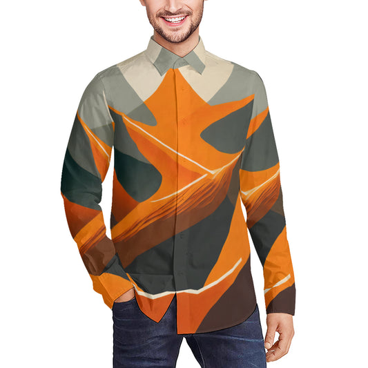 Abstract Orange Men's Classic Long-Sleeved Shirt