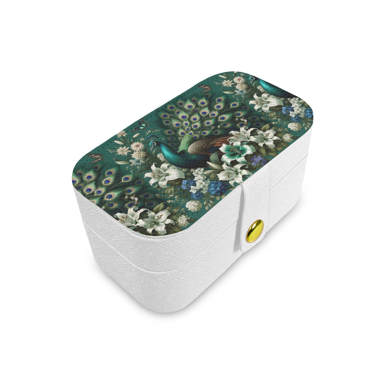 Peacock Pattern Personalized Portable Jewelry Box