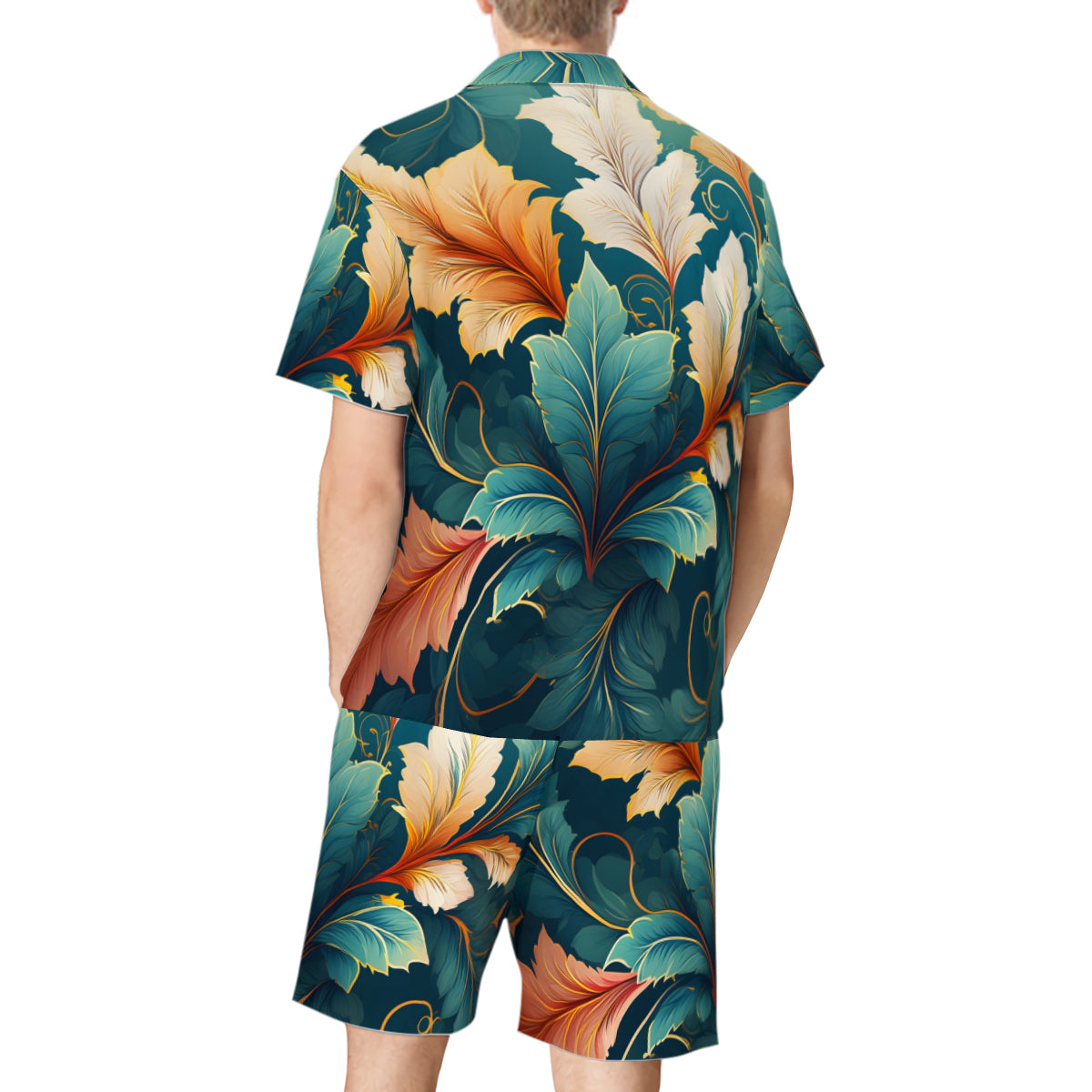 Botanical Pattern Man's Shirt and Short Set