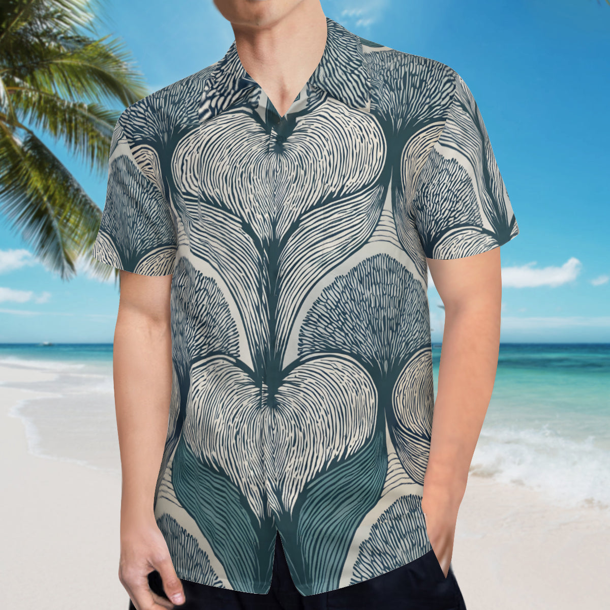 Botanical Patterns Men's Casual Short-Sleeved Shirt