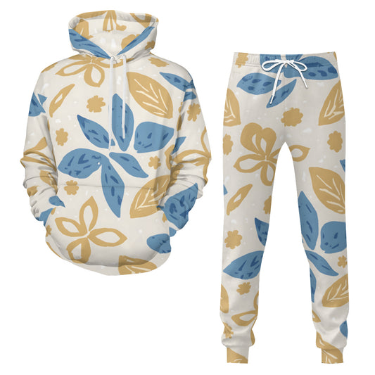 Tropical Floral Pattern Men's Adult Hoodie Set (Double-Layer Hood)