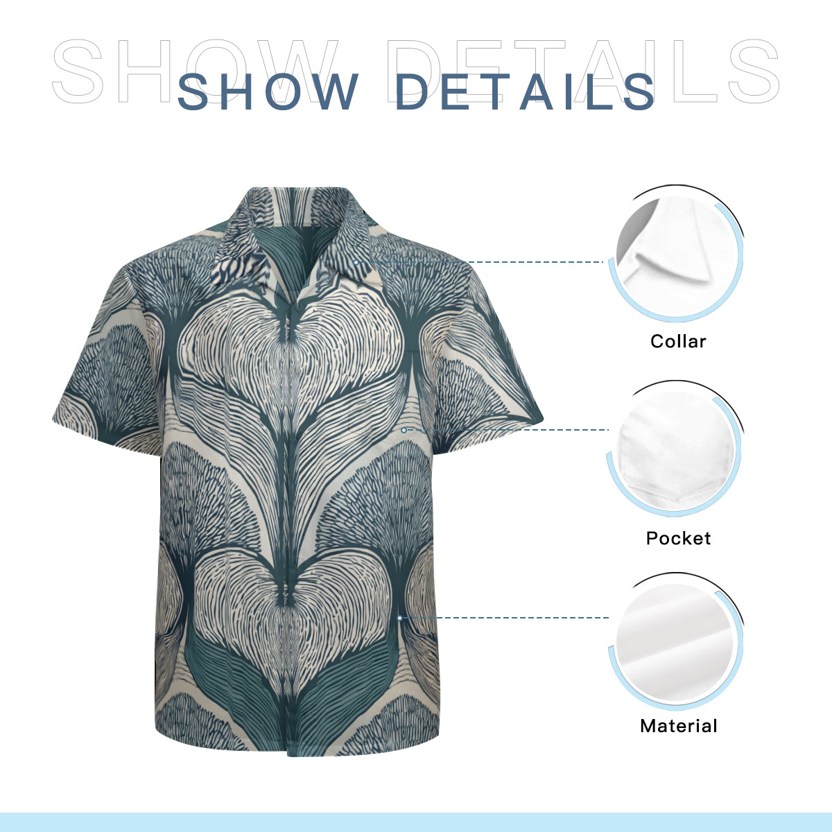 Botanical Patterns Men's Casual Short-Sleeved Shirt