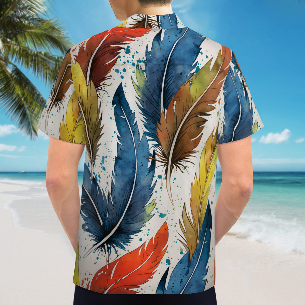 Expressive Feathers Men's Casual Short-Sleeved Shirt