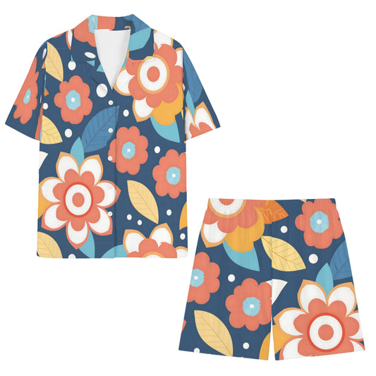 Flowers And Leaves Man's Shirt and Short Set