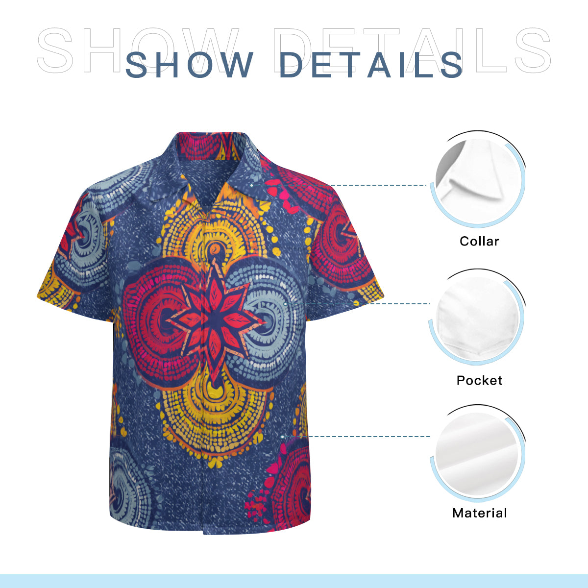 Abstract Blue Pattern Man's Casual Short-Sleeved Shirt