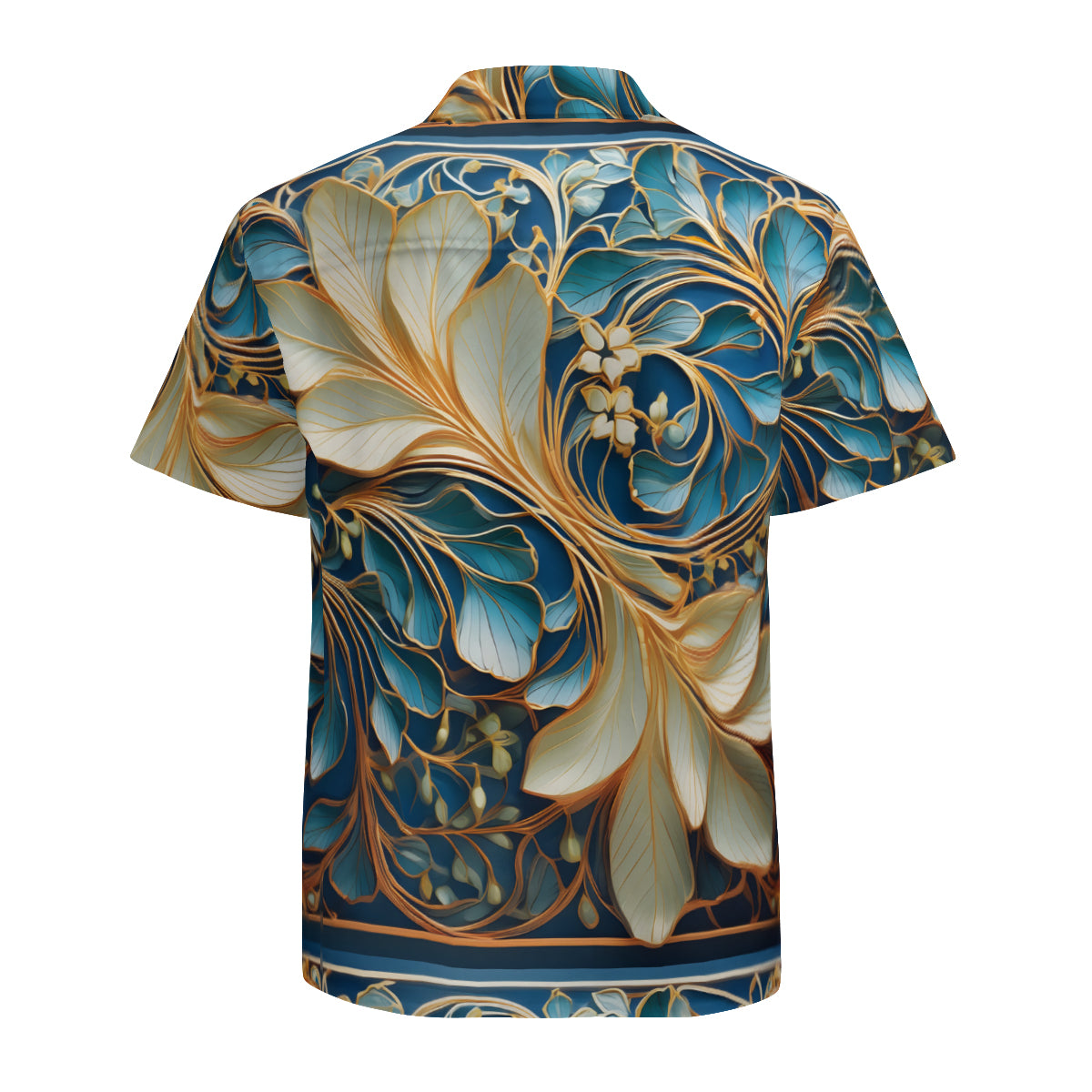 Elegant Floral Pattern Men's Casual Short-Sleeved Shirt