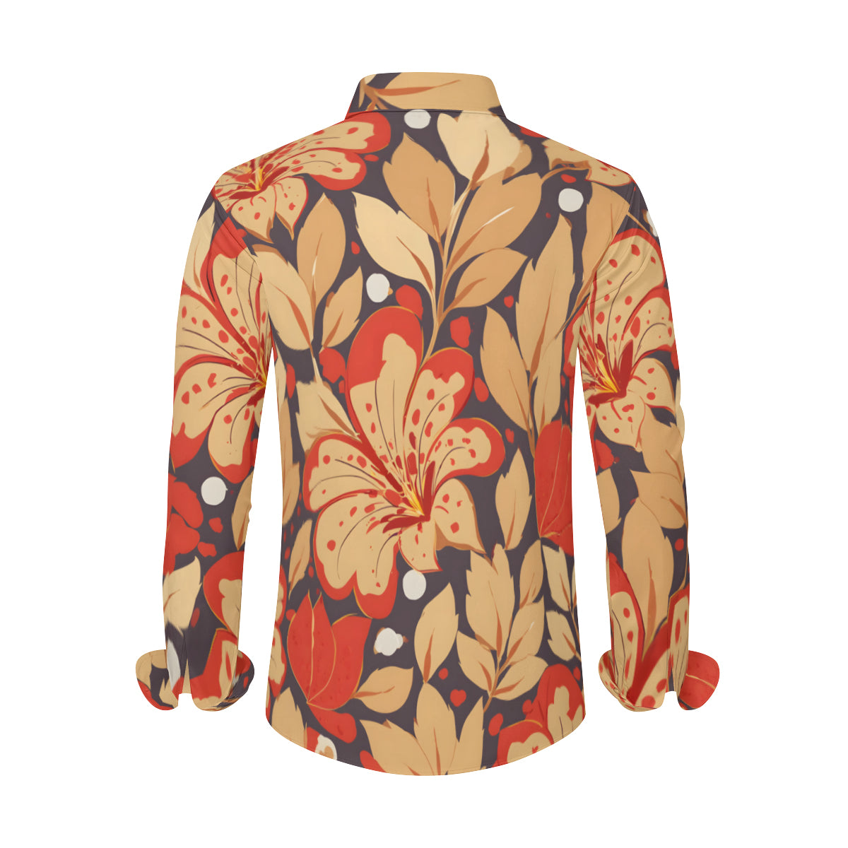 Gold Flowers Men's Classic Long-Sleeved Shirt