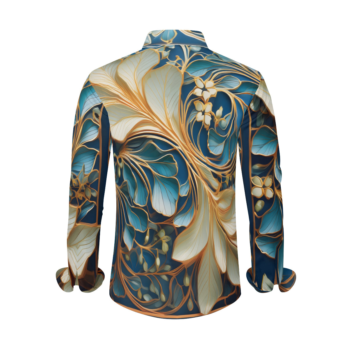 Elegant Floral Pattern Men's Classic Long-Sleeved Shirt