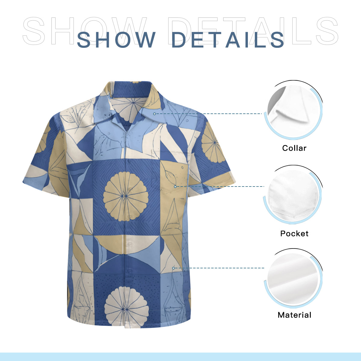 Abstract Blue Pattern Men's Casual Short-Sleeved Shirt