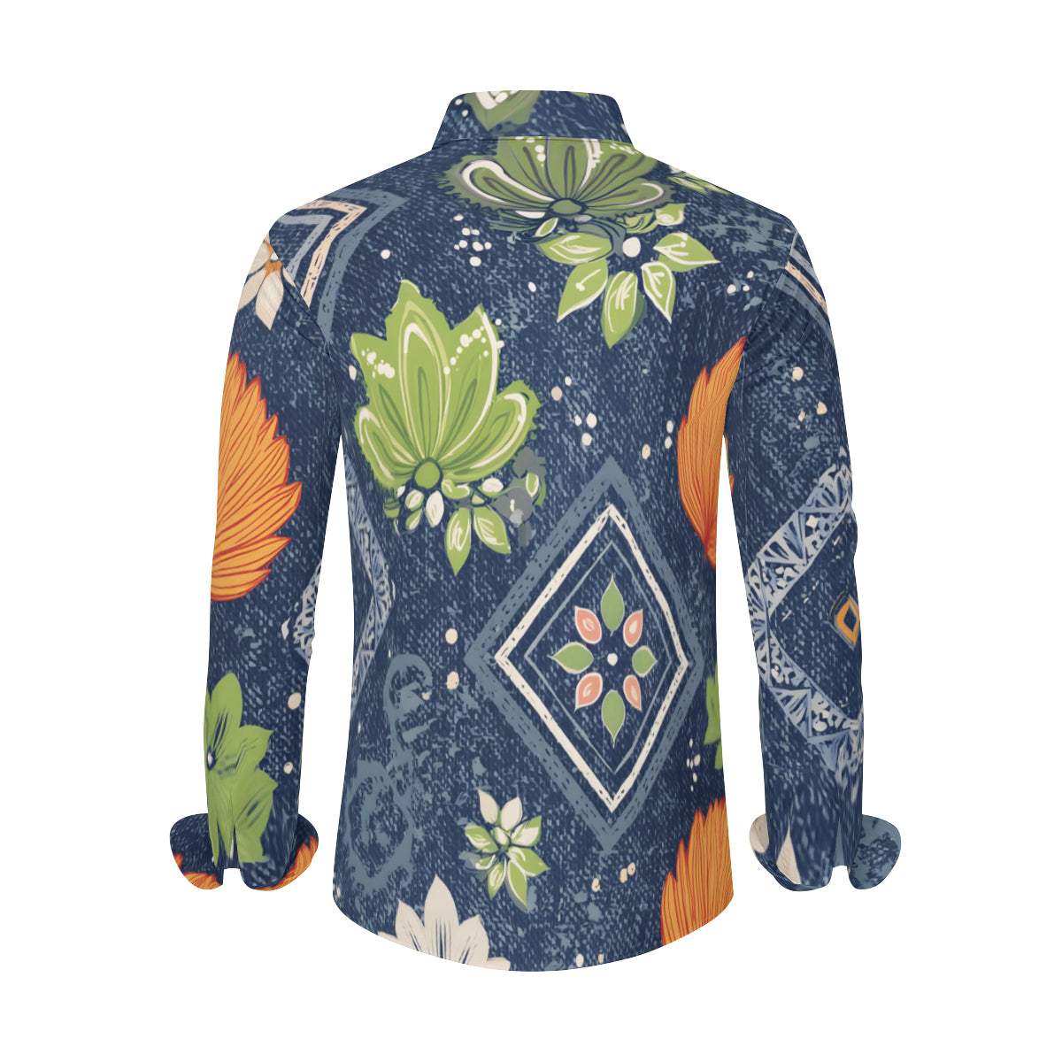 Dark Blue Abstract Men's Classic Long-Sleeved Shirt