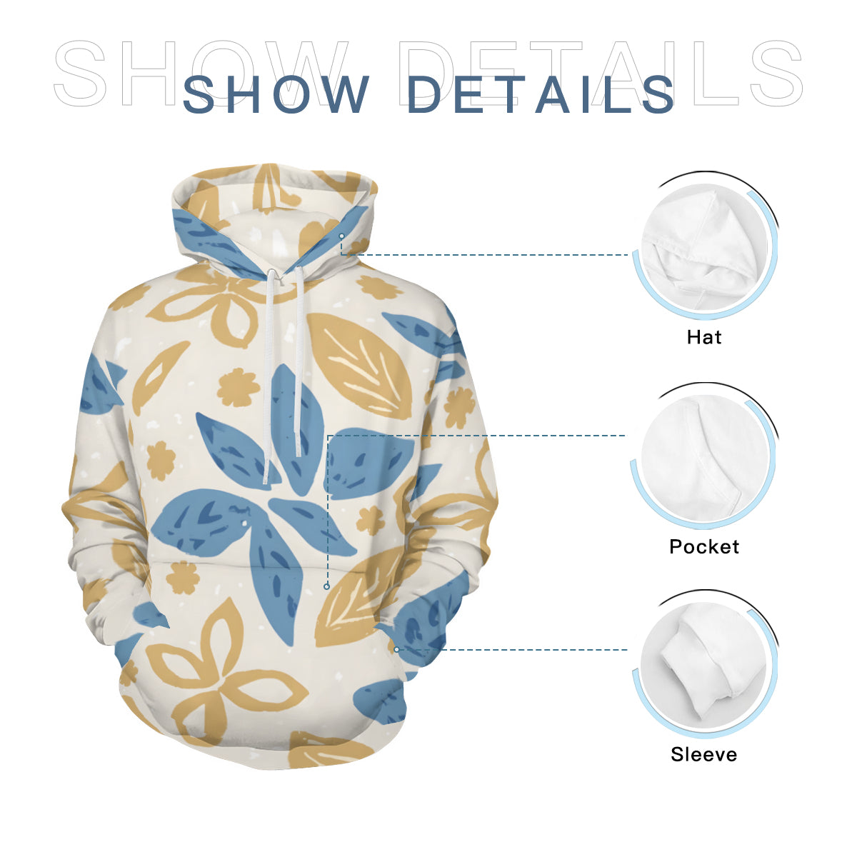 Tropical Floral Pattern Men's Adult Hoodie Set (Double-Layer Hood)