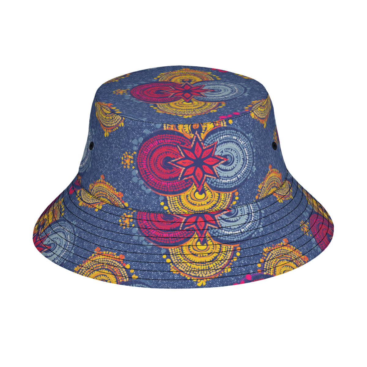 Abstract Blue Pattern Double-Sided Unisex Polyester Bucket Hat