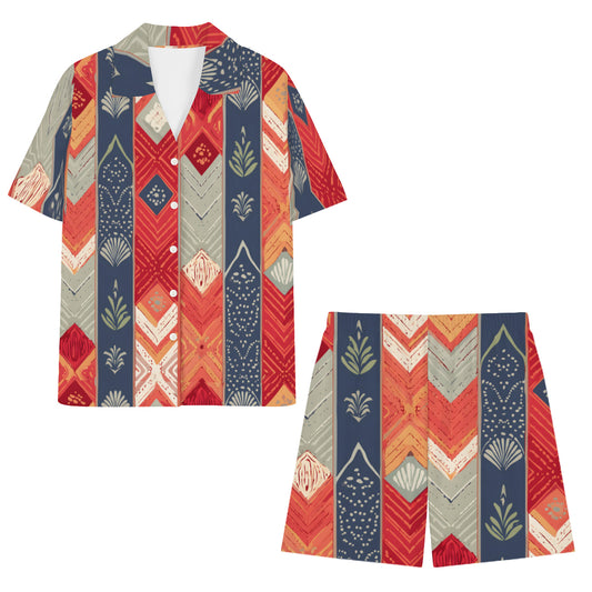 Abstract African Motifs Man's Shirt and Short Set