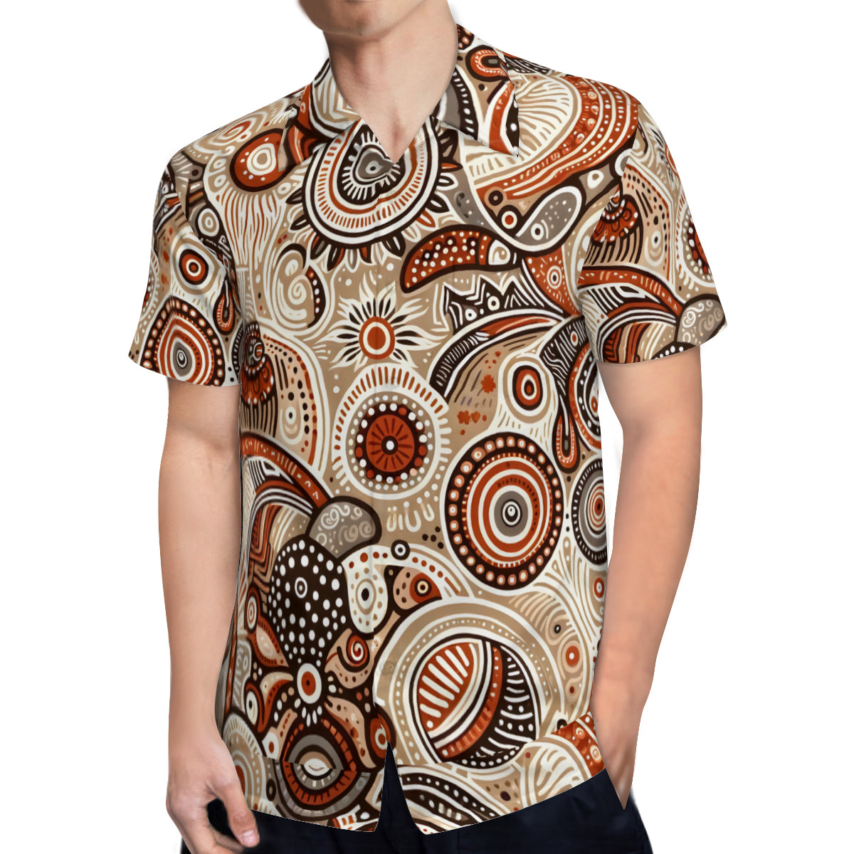 Abstract Motifs Man's Casual Short-Sleeved Shirt