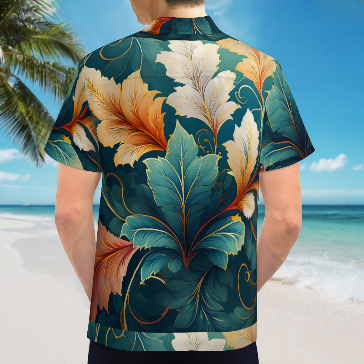 Botanical Pattern Men's Casual Short-Sleeved Shirt