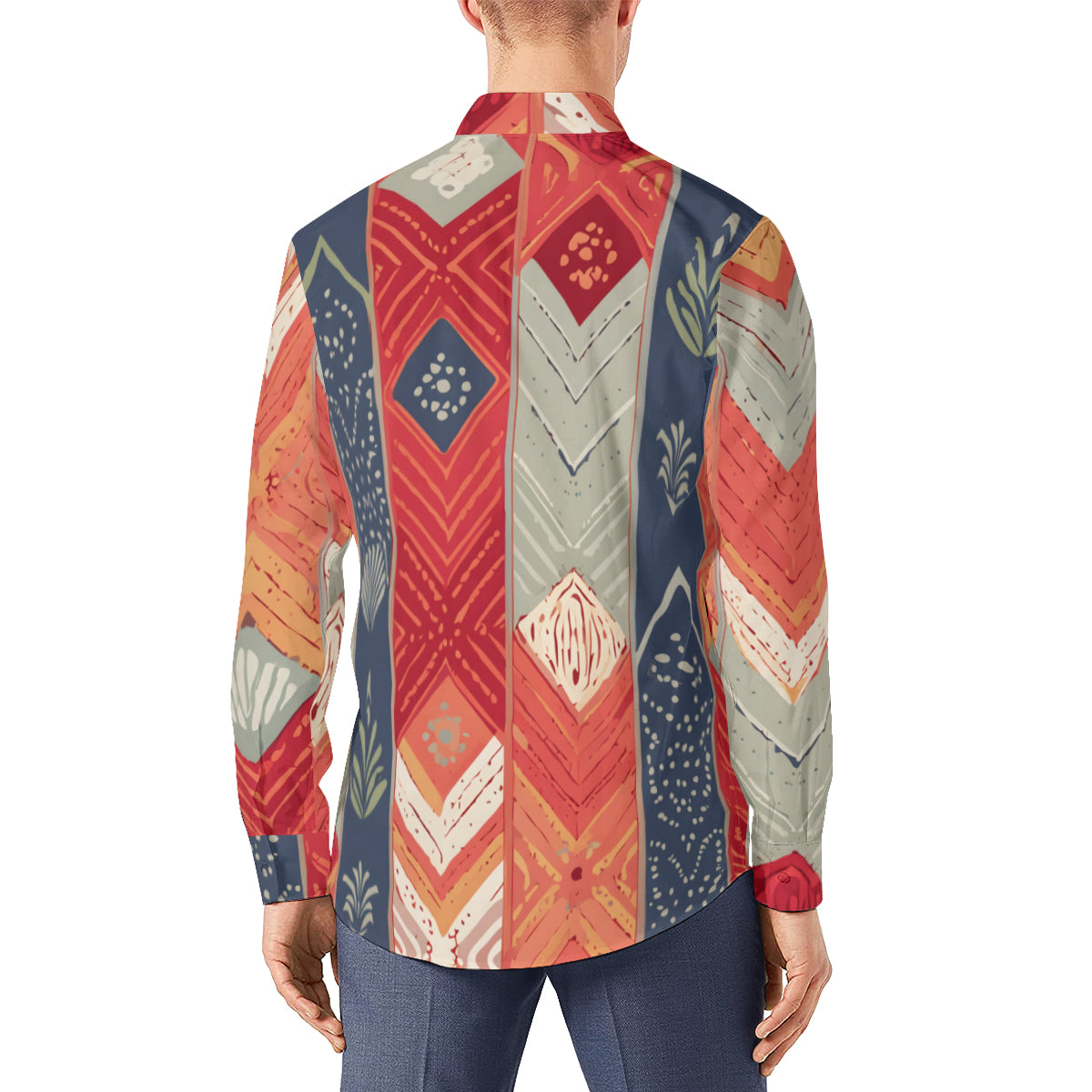 Abstract African Motifs Men's Classic Long-Sleeved Shirt