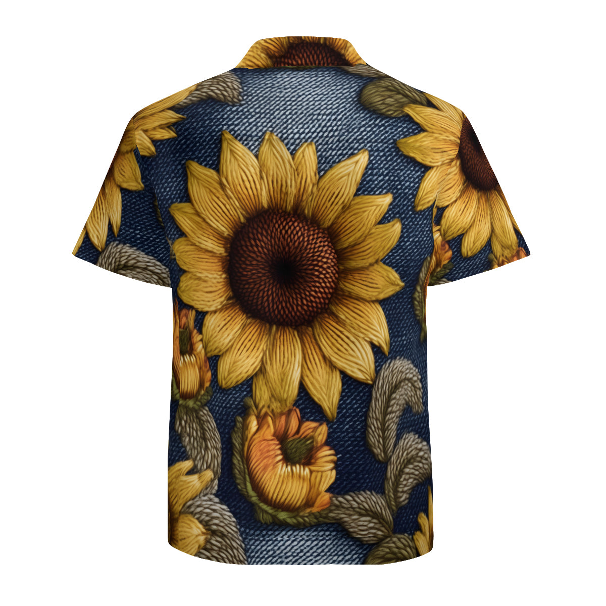 Sunflower Pattern Man's Casual Short-Sleeved Shirt