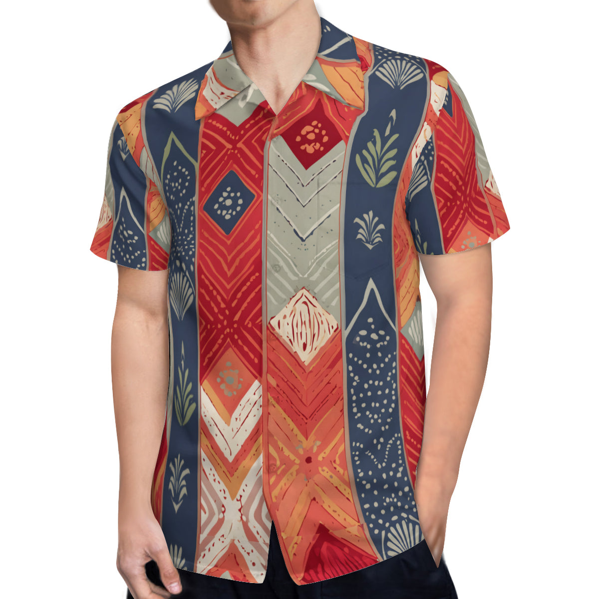 Abstract African Motifs Men's Casual Short-Sleeved Shirt