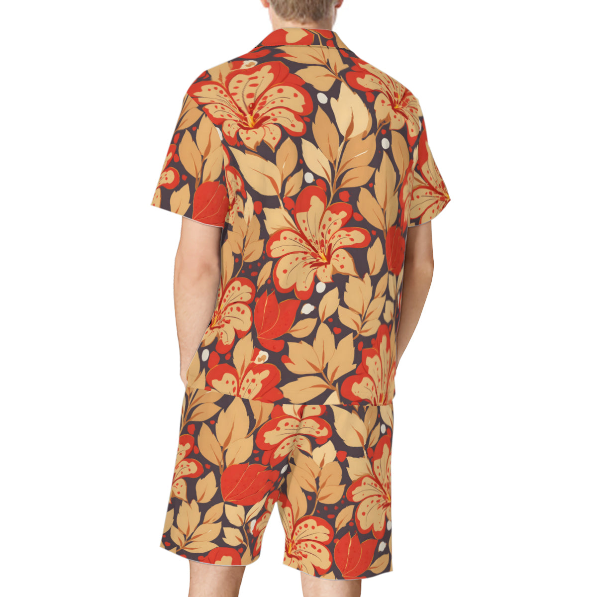 Gold Flowers Man's Shirt and Short Set