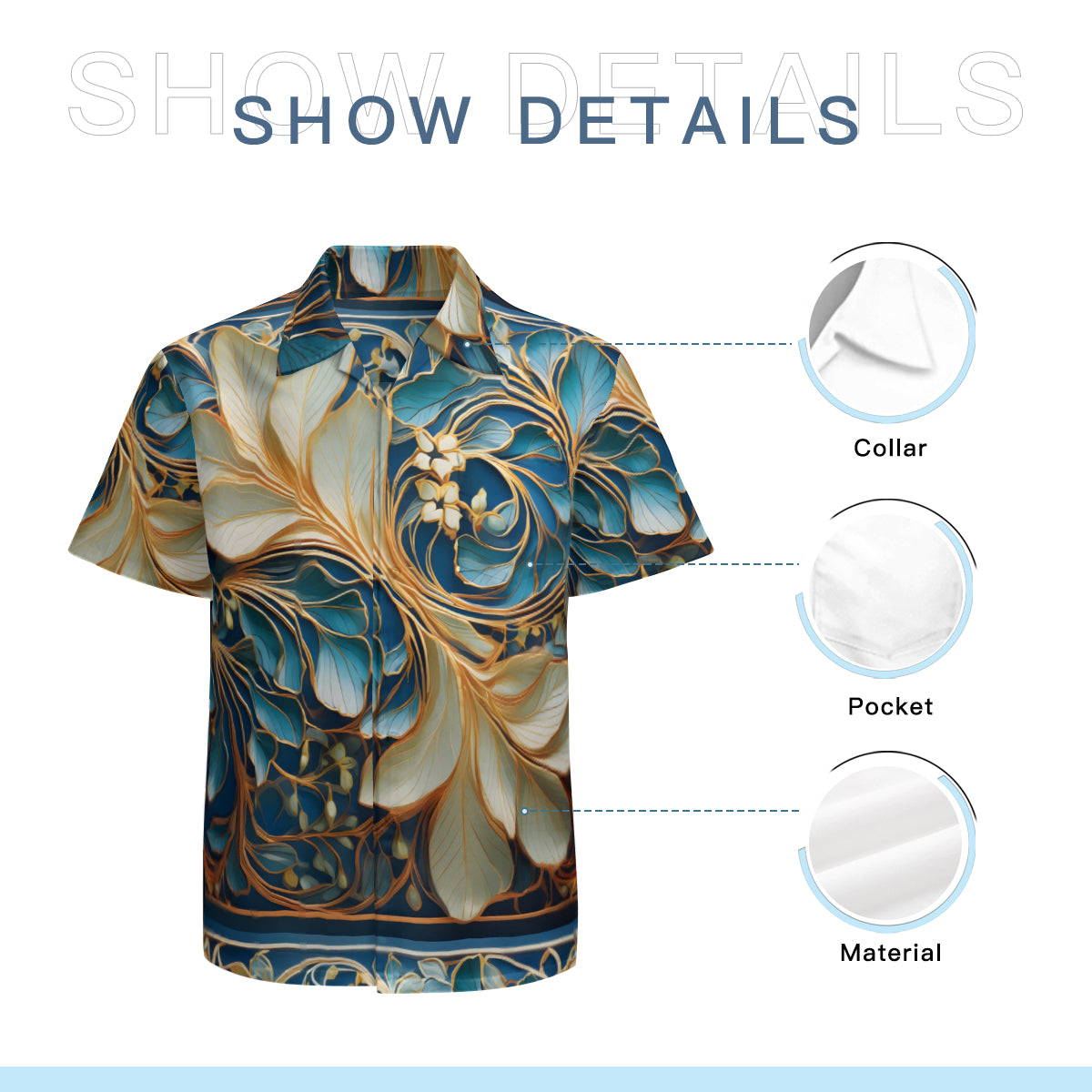 Elegant Floral Pattern Men's Casual Short-Sleeved Shirt