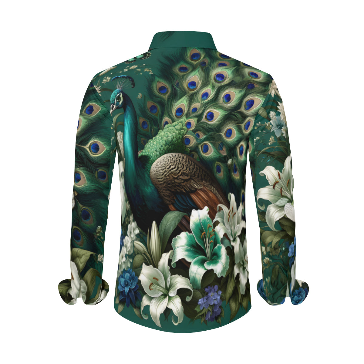 Peacock Pattern Men's Classic Long-Sleeved Shirt