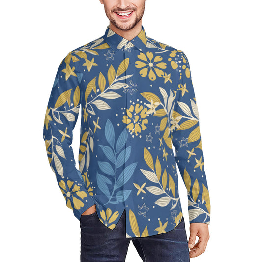 Tropical Pattern Men's Classic Long-Sleeved Shirt