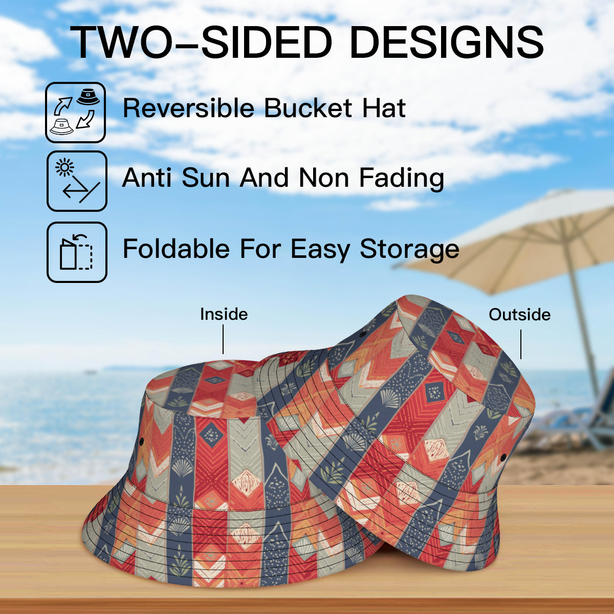 Abstract African Motifs Double-Sided Unisex Polyester Bucket Hat