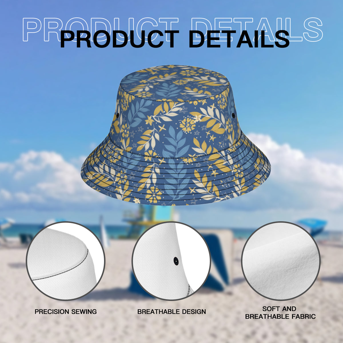 Tropical Pattern Double-Sided Unisex Polyester Bucket Hat