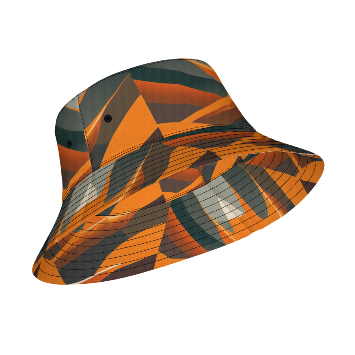 Abstract Orange Double-Sided Polyester Unisex Bucket Hat