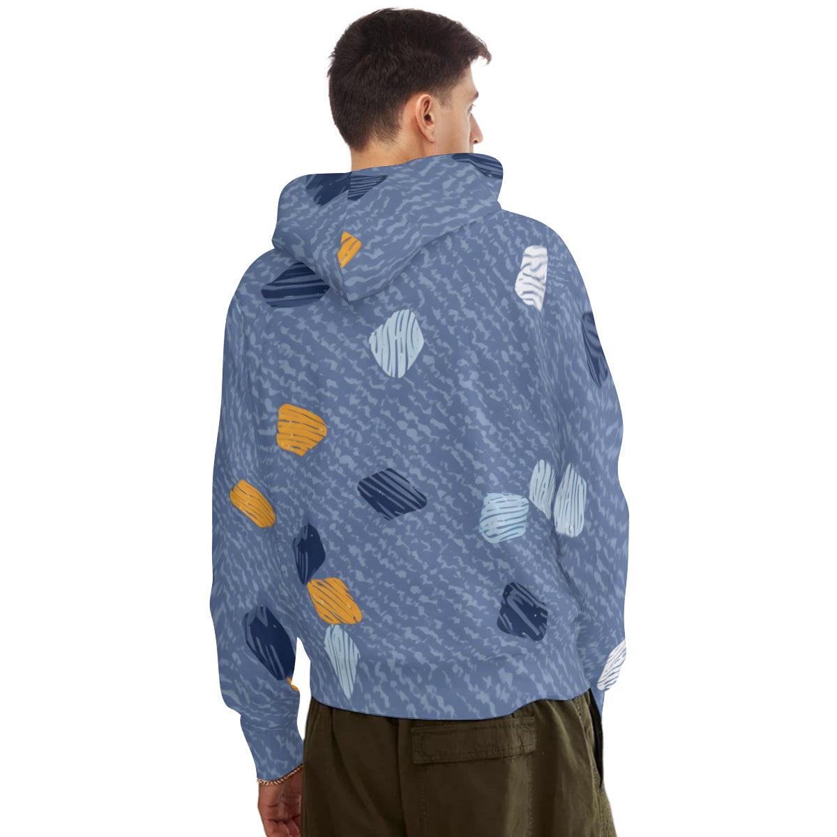 Abstract Denim Pattern Men's Adult Hoodie Set (Double-Layer Hood)