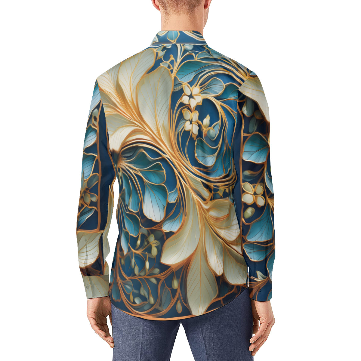 Elegant Floral Pattern Men's Classic Long-Sleeved Shirt