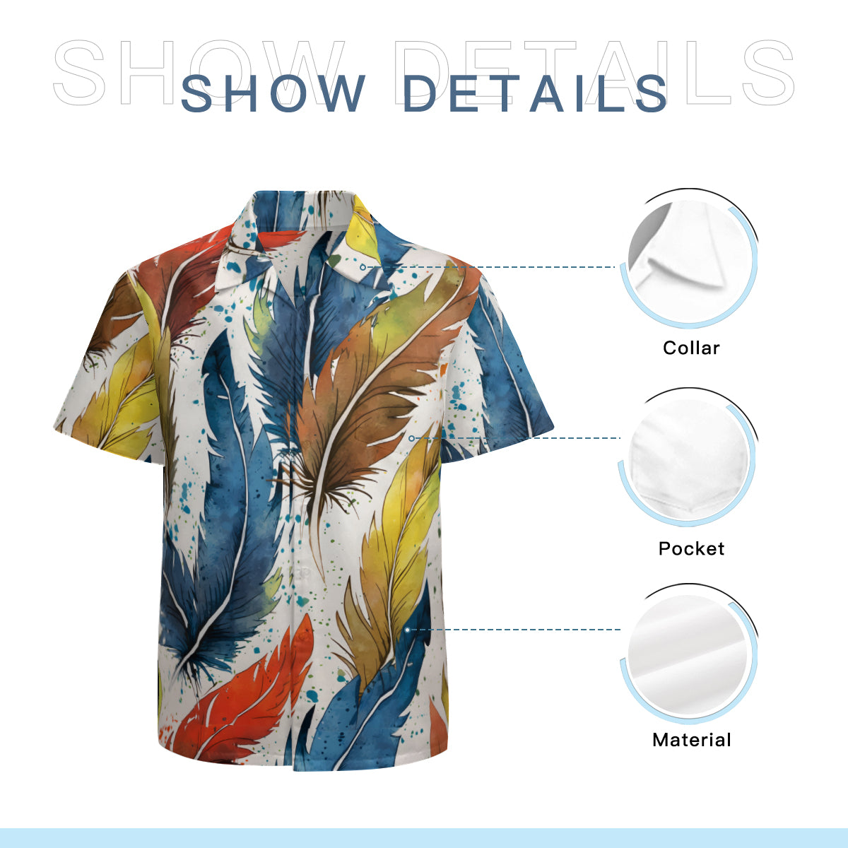 Expressive Feathers Men's Casual Short-Sleeved Shirt