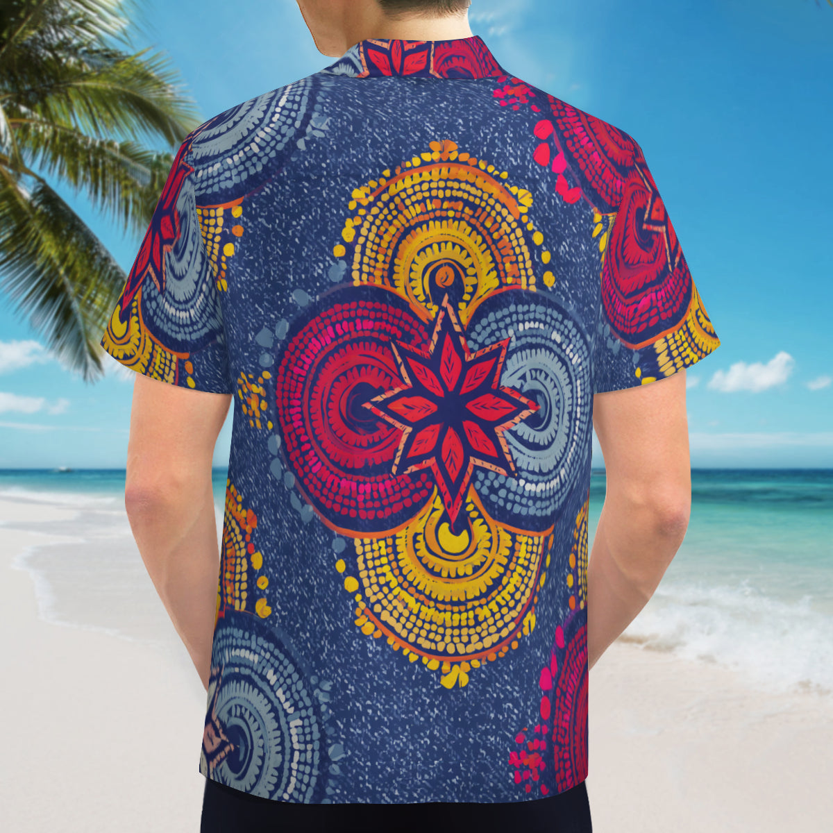 Abstract Blue Pattern Man's Casual Short-Sleeved Shirt