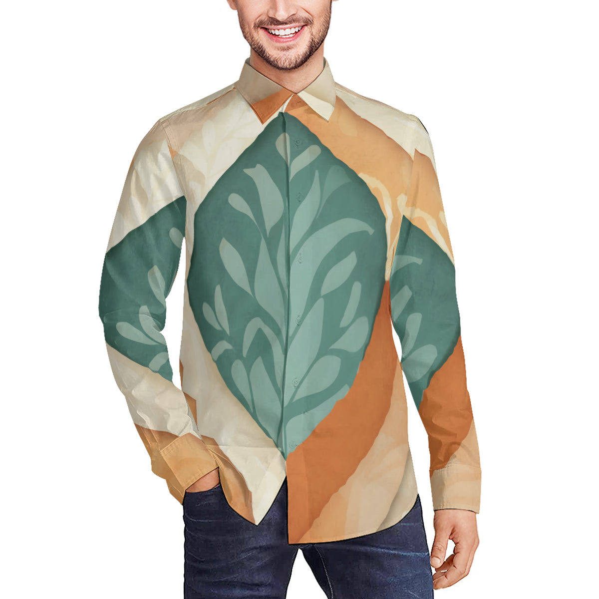 Abstract Pattern Men's Classic Long-Sleeved Shirt