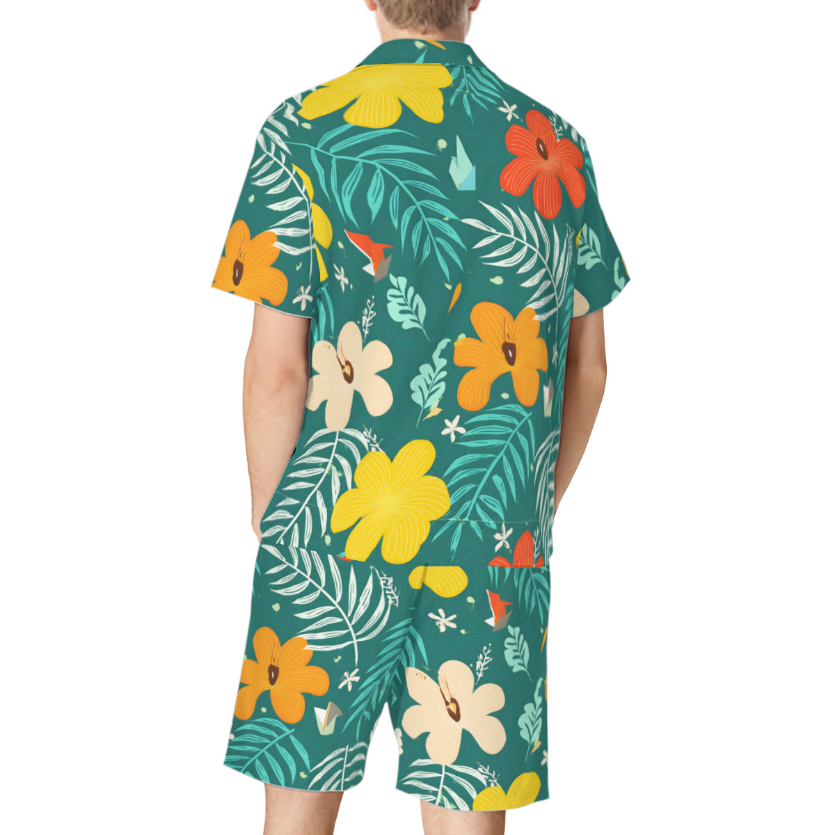 Tropical Floral Pattern Man's Shirt and Short Set